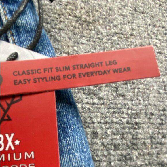 MBX Denim Jeans Mens W34 L30 Classic Fit Slim Straight Leg Distressed Whiskers - Picture 3 of 15